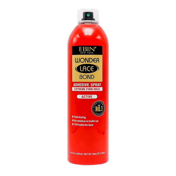 Ebin New York Wonder Lace Bond Adhesive Melting Spray Extreme Firm Hold Active Use - Ultra Strong Hold, Sweat & Water-Resistant