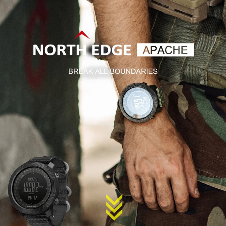 NORTH EDGE Men's sport Digital watch Hours Running Swimming Military Army watches Altimeter Barometer Compass waterproof 50m