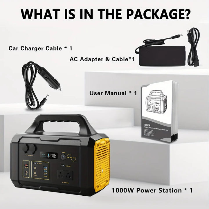 Portable Power Station with Foldable Solar Panel (200W) for Camping 1000W 1075Wh LiFePO4 Battery Powered Generator