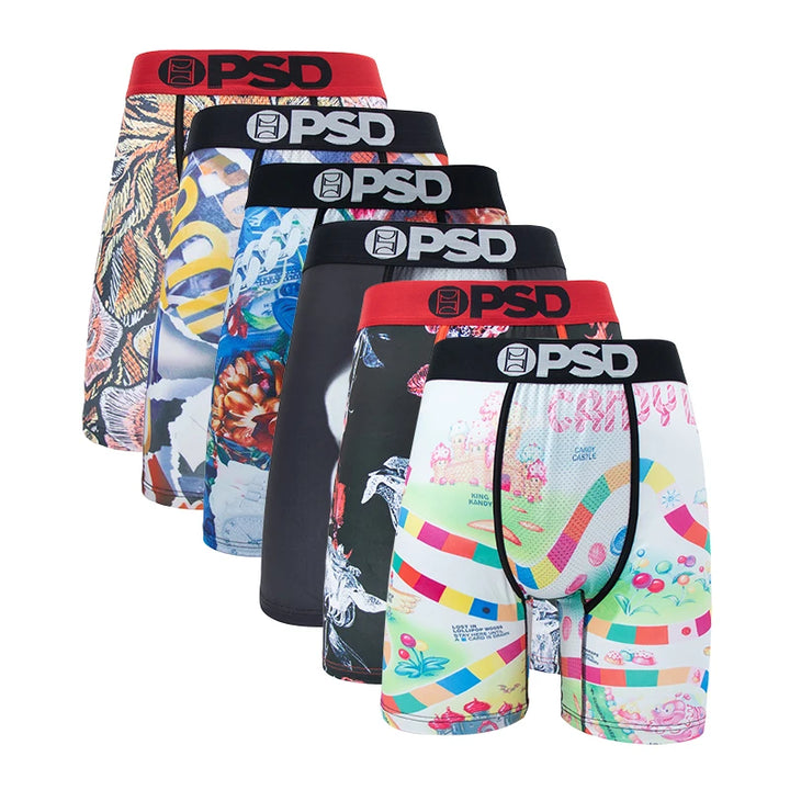 6Pcs Fashion Print Men Underwear Boxer Cueca Male Panty Lingerie Men Underpants Panty Boxershorts Sexy S-XXL