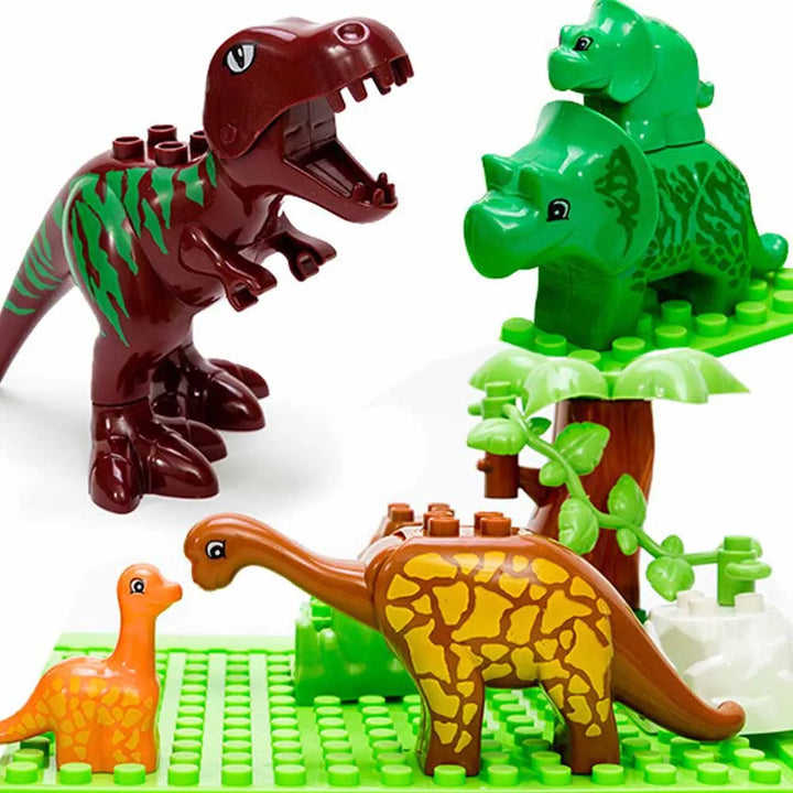 Boxed 43Pcs/lot Dino Valley Building Blocks Sets Large Particles Animal Dinosaur World Model Toys Bricks Compatible Duploed