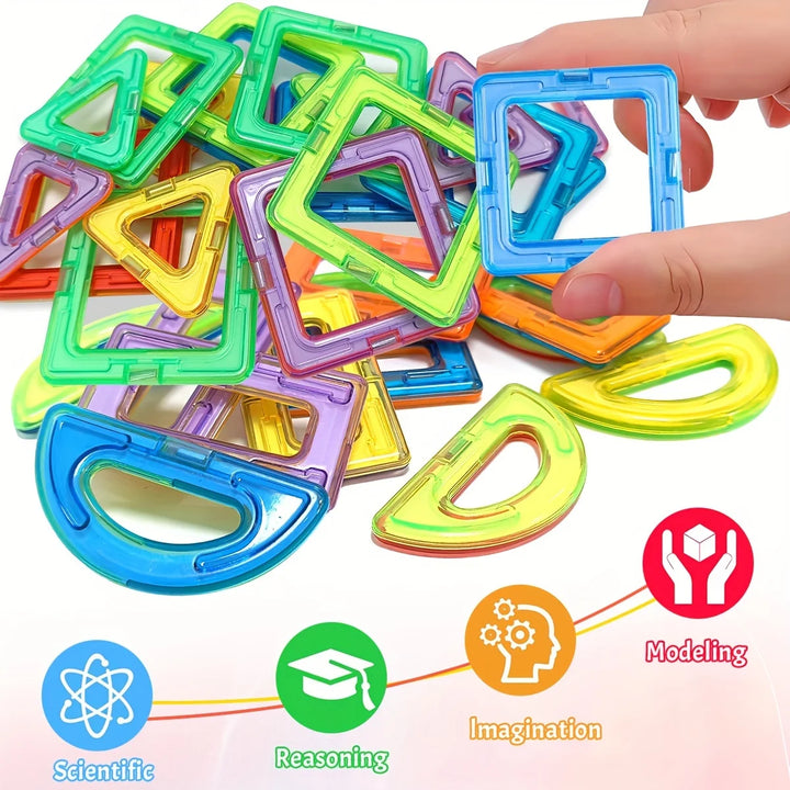 Large Magnetic Building Blocks Set for Kids - STEM Educational Toy, Ages 3-6, Perfect Birthday Gift, Random Colors