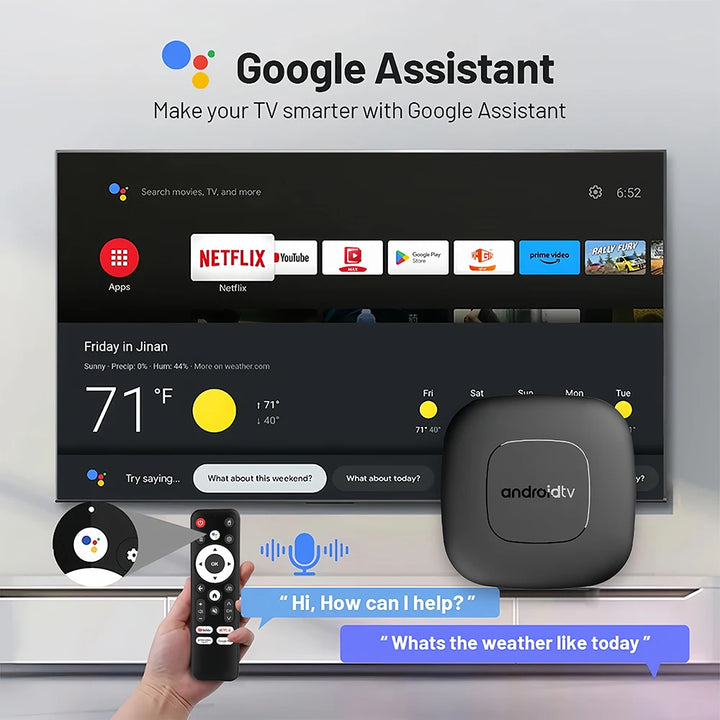 Global Version Smart Streaming Media Player TV Box AllwinnerH313 Android13 2.4G&5G Wifi 4K Mortal T1 Bluetooth Google Assistant