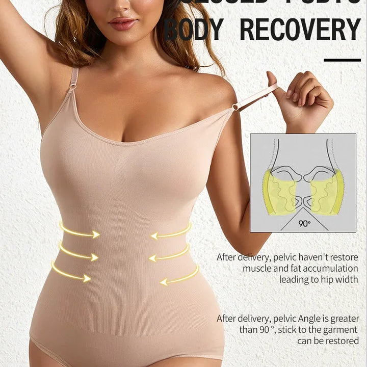 1 Piece Solid Seamless Brief Shaping Shapewear Bodysuit, Tummy Control Butt Lifting Slimmer Body Shaper, Women's Underwear