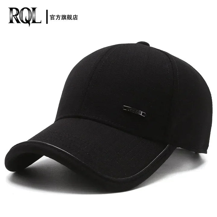 Men's Hat 2024 Autumn and winter Male Baseball Cap Casual Golf Trucker Dad Hat Outdoor Black Solid Color Windproof Adjustable Sn