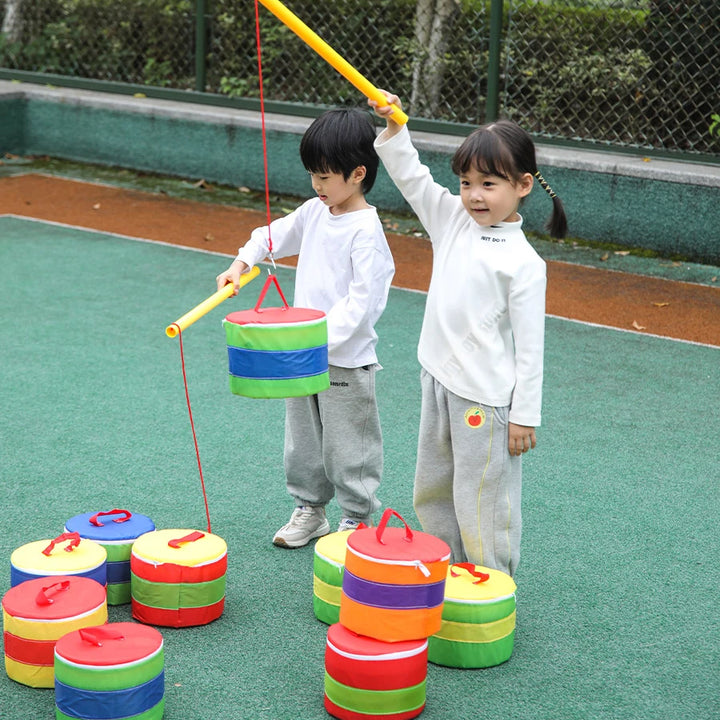 Kindergarten Rainbow Wheel Multi Functional Plum Stake Children's Leg Clamping Frog Jumping Carry Mot Outdoor Training Equipment