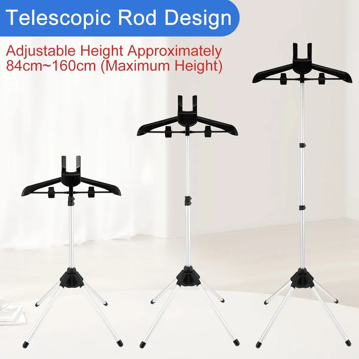 160cm Adjustable Clothe Steamer Rack Foldable Home Hanger Telescopic Vertical Tripod Steamer Rack Handheld Steam Ironing Bracket