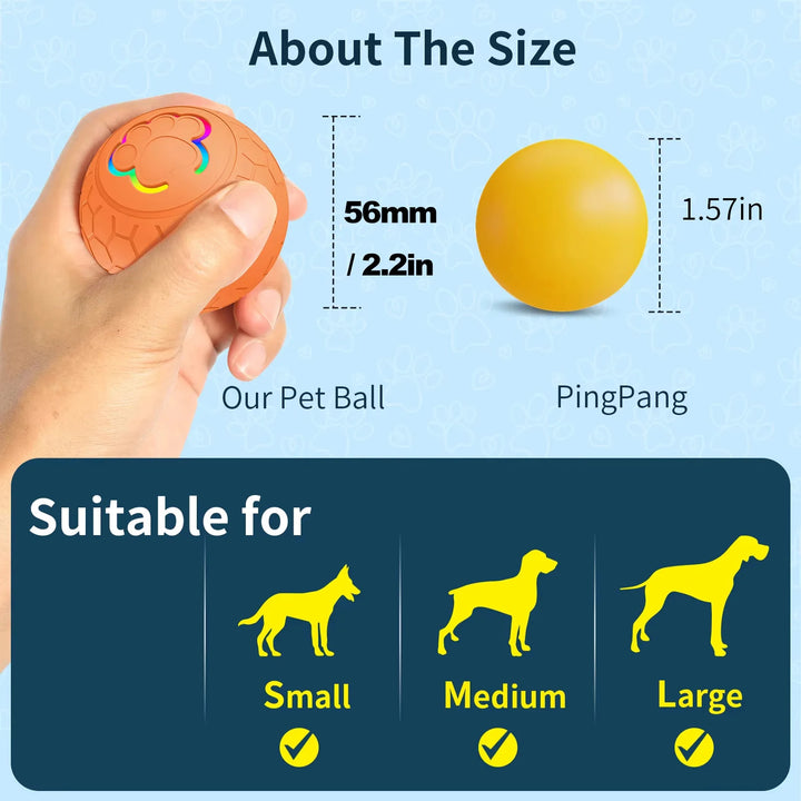 Smart Rechargeable LED Pet Ball – Automatic Bouncing & Rolling Interactive Toy with RGB Lights