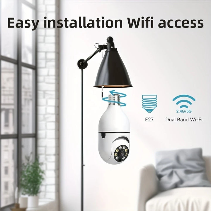 2Pc Ease Life APP-Light Bulb Security Cameras Outdoor Wireless WiFi Camera 5GHz, 360 Degree, E27 Light Socket Screw In Securi