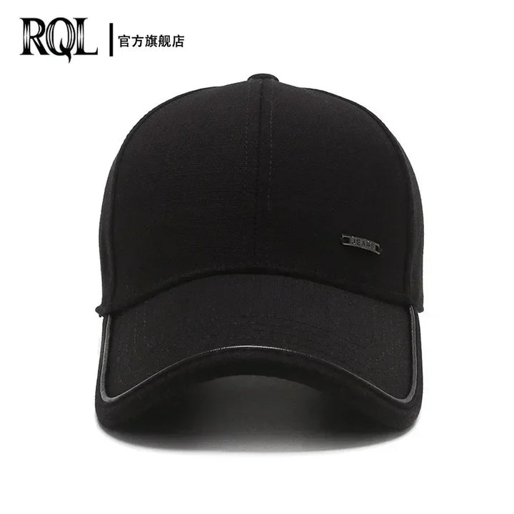 Men's Hat 2024 Autumn and winter Male Baseball Cap Casual Golf Trucker Dad Hat Outdoor Black Solid Color Windproof Adjustable Sn