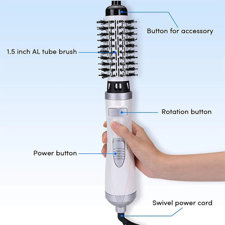 Three-in-one rotary electric hair straightener, curling iron, hair dryer, hot air comb, negative ion hair brush