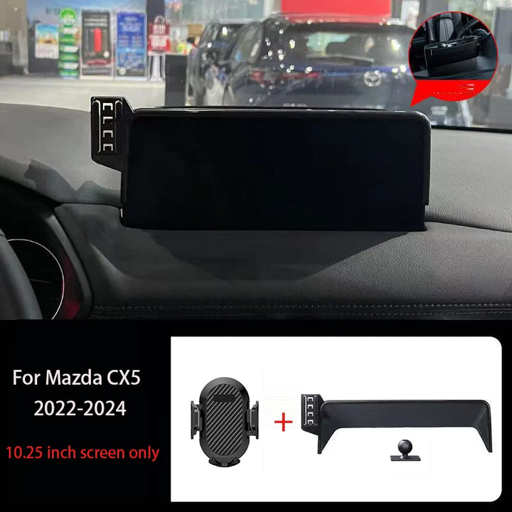 Car Phone Holder For Mazda CX5 CX-5 2022-2024 10.25-Inch Screen Fixed Navigation Bracket Wireless Charging Car Mobile Stand