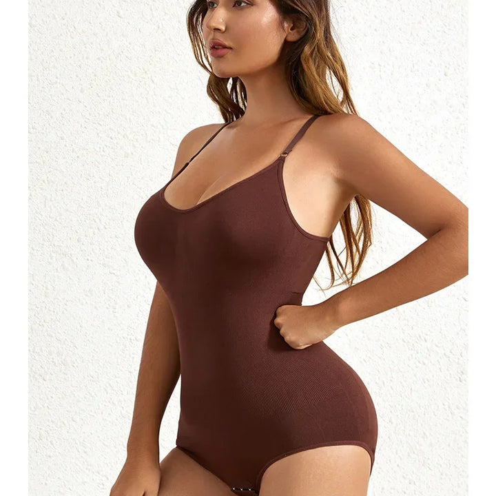 1 Piece Solid Seamless Brief Shaping Shapewear Bodysuit, Tummy Control Butt Lifting Slimmer Body Shaper, Women's Underwear