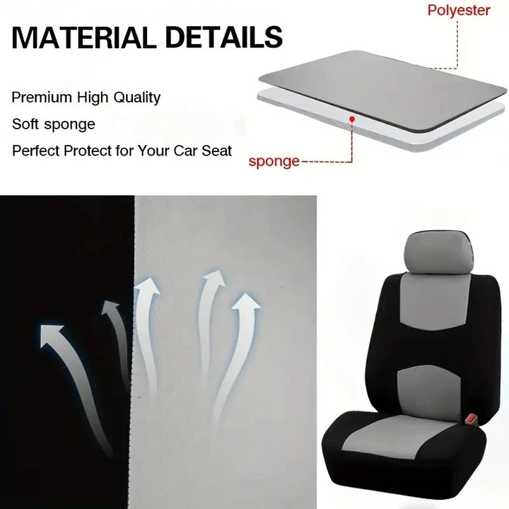 Plain Fabric Bicolor Stylish Car Seat Covers Universal Polyester Car Seat Cover Set Fit Most Car, SUVs, Vans Car Seat Protector