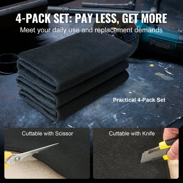 Ultimate 4-Pack Carbon Felt Welding Blankets - 37" X 36" Flame Retardant & Heat Resistant Up To 1800°F - Versatile Cuttable