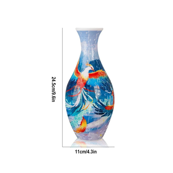 3D Puzzle Vase Blue and White Porcelain Design Made Plastic Home Decoration and Flower Arrangement Housewarming Kids Toys Gifts