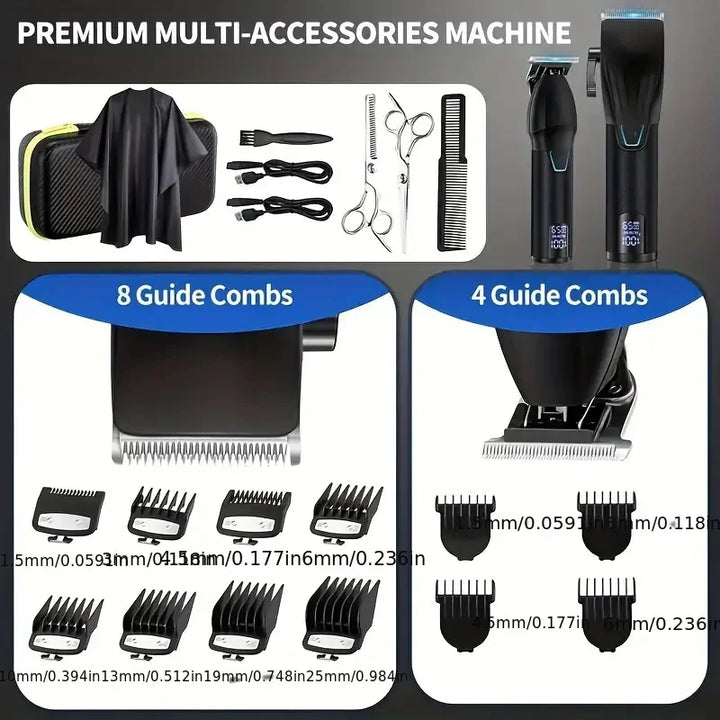 RUCHA Hair Clipper And Trimmer Set Barber Clippers Set For Men Professional Kit Beard Trimmer Haircut Kit Cordless Hair Cutting