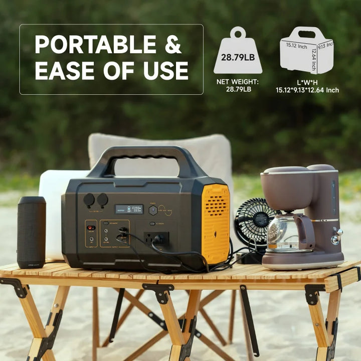 Portable Power Station with Foldable Solar Panel (200W) for Camping 1000W 1075Wh LiFePO4 Battery Powered Generator