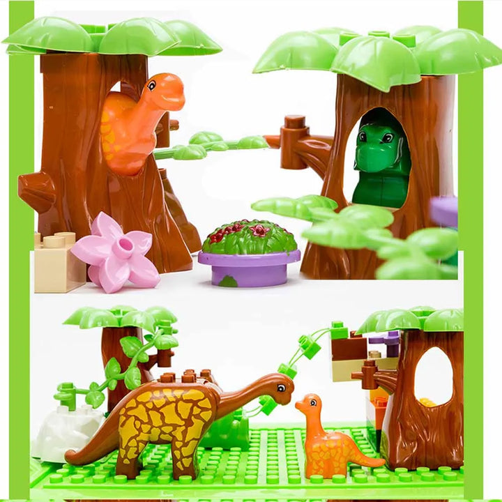 Boxed 43Pcs/lot Dino Valley Building Blocks Sets Large Particles Animal Dinosaur World Model Toys Bricks Compatible Duploed