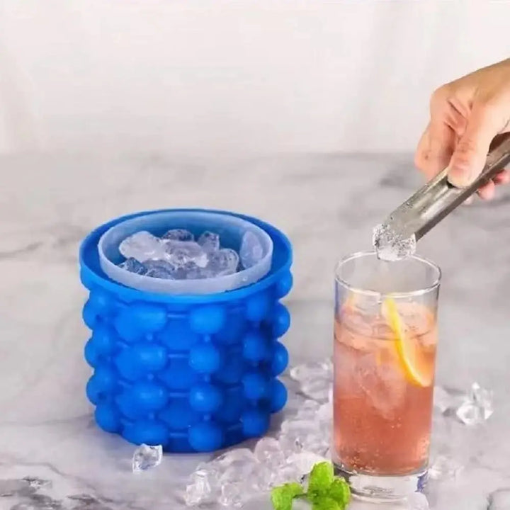 2 in 1 Ice Cube Mold Ice Trays Large Silicone Ice Bucket Portable Frozen Drink Maker for Whiskey Beer Kitchen Tools