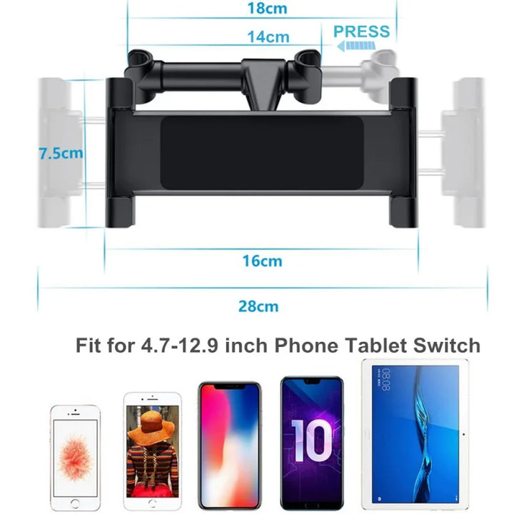 Car Holder For 4.7-13 in Tablet & Phone Holder Back Seat Headrest Mounting Holder Accessories  iPad Pro 12.9''