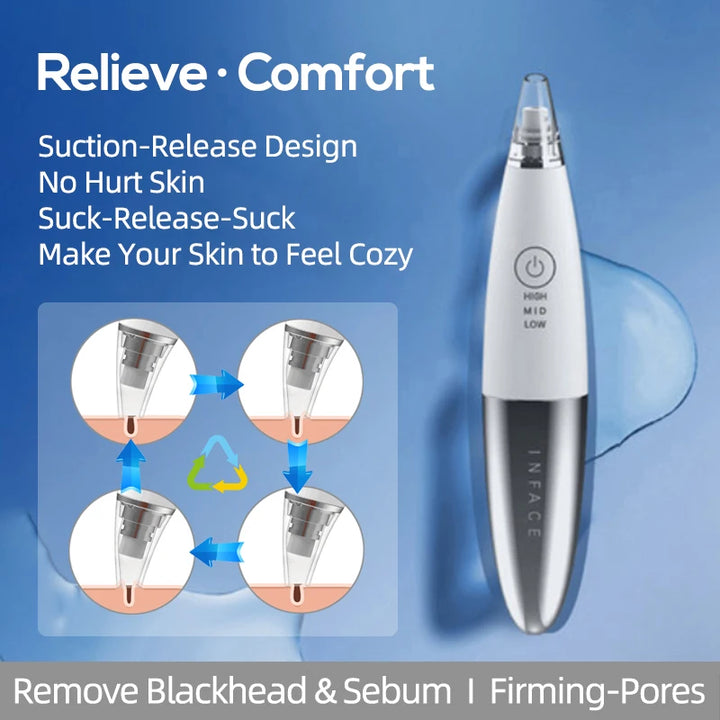 Inface Blackhead Remover Vacuum Pore Cleaner Pore Pimple T Zone Dermabrasion Removal Acne Sebum Skin Care Beauty Tool USB charge