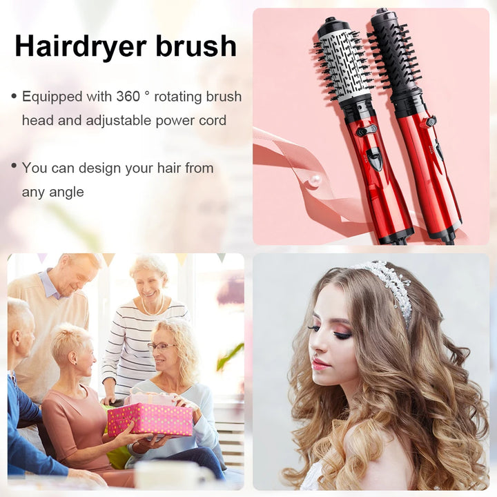 3 in 1 Negative Ion Straight Hair Dryer Brush Rotatable Hair Curler Brush Electric Blow Dryer Curling Brush Hair Styling Tool