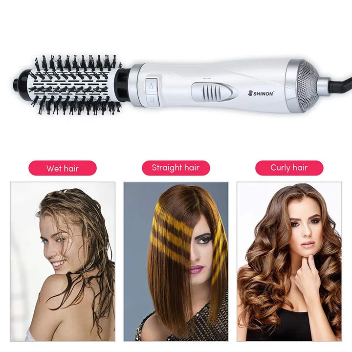 220V Automatic Rotating Electric Hair Straightener Brush Hair Curler Heat Airflow Dryer Hot Air Bursh Volume Styler