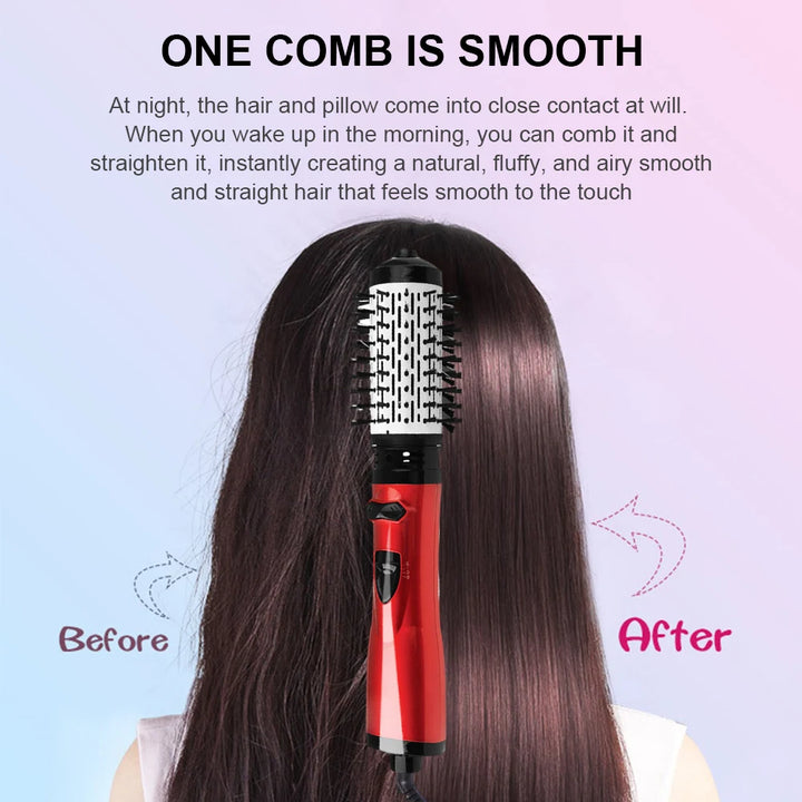 3 in 1 Negative Ion Straight Hair Dryer Brush Rotatable Hair Curler Brush Electric Blow Dryer Curling Brush Hair Styling Tool