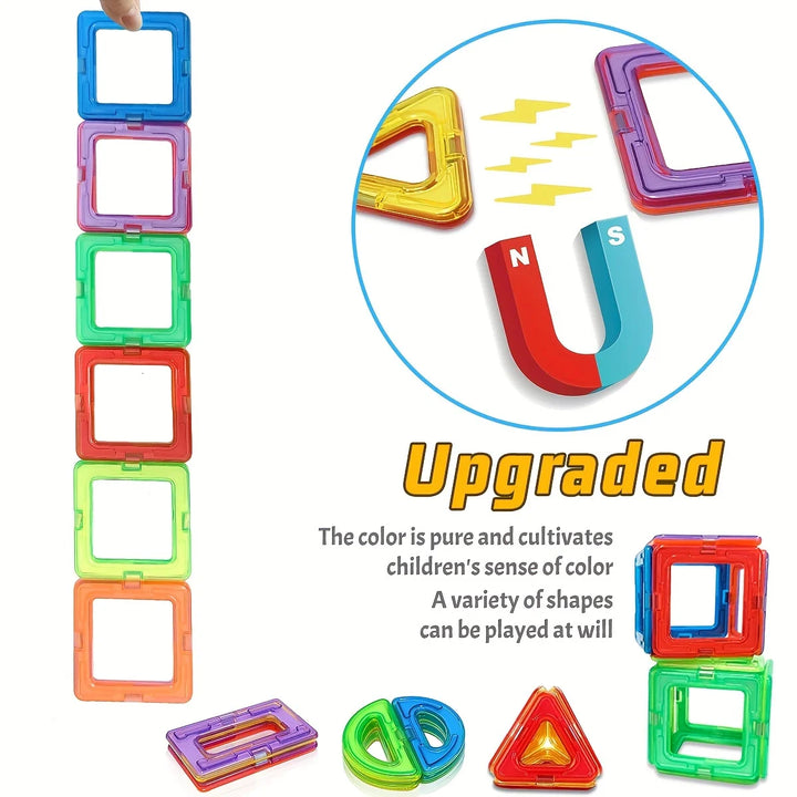 Large Magnetic Building Blocks Set for Kids - STEM Educational Toy, Ages 3-6, Perfect Birthday Gift, Random Colors