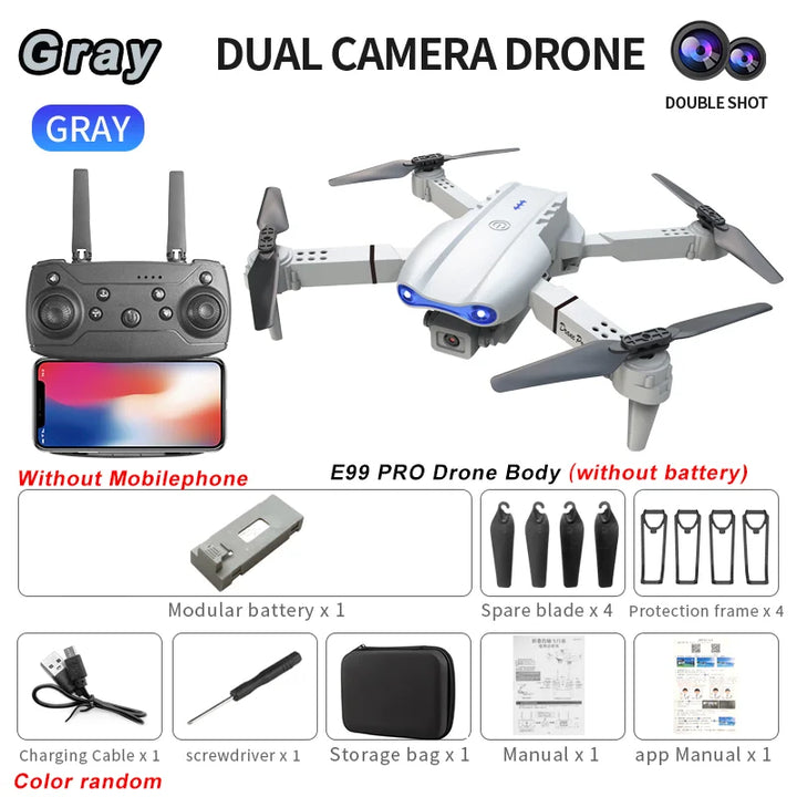 2024 E99Pro RC Drone 4K Professinal With 1080P Wide Angle HD Camera Foldable Helicopter WIFI FPV Height Hold Gift Toy