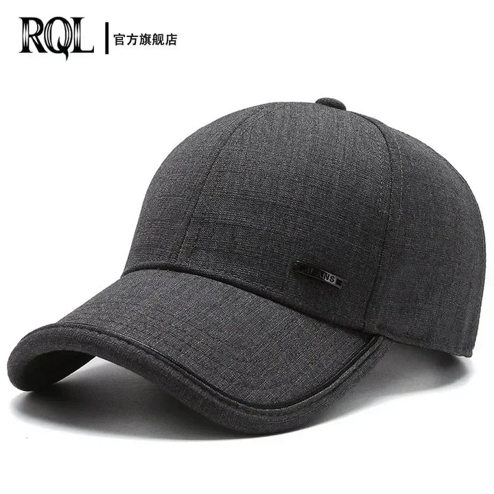 Men's Hat 2024 Autumn and winter Male Baseball Cap Casual Golf Trucker Dad Hat Outdoor Black Solid Color Windproof Adjustable Sn