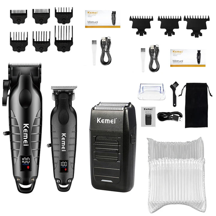 Kemei Hair Clipper Kit for Men, Electric Shaver, Hair Trimmer, Professional Cutting Machine, KM-2290, KM-2293, KM-1102