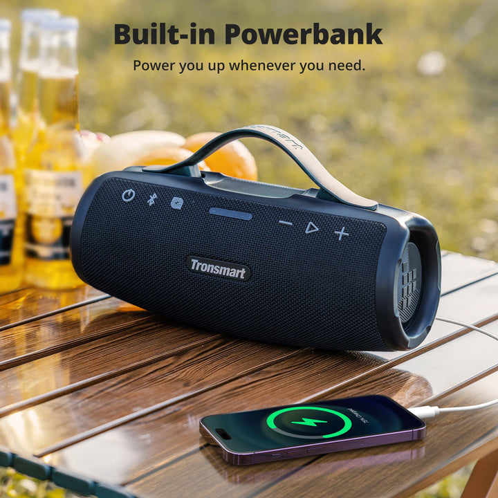 Tronsmart Mirtune S100 Bluetooth Speaker 50W Speaker with IPX7 Waterproof, APP Control, Built-in Powerbank & Retractable Handle