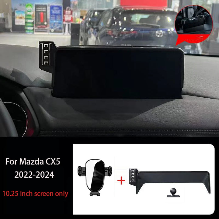 Car Phone Holder For Mazda CX5 CX-5 2022-2024 10.25-Inch Screen Fixed Navigation Bracket Wireless Charging Car Mobile Stand