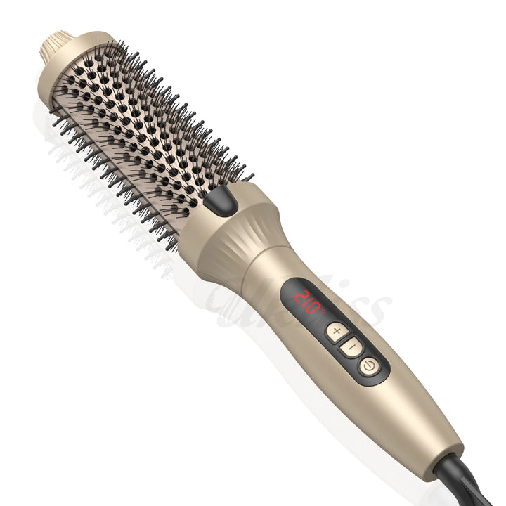 1.5 in Thermal Brush 10 Temps Curling Brush Heated Curling Iron Double PTC Ceramic Hair Curler Volumizing Brush Comb