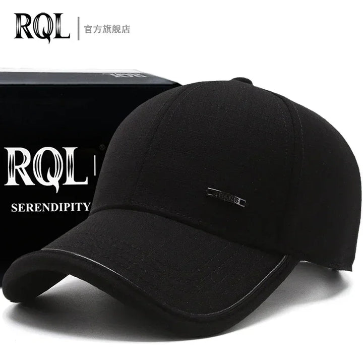 Men's Hat 2024 Autumn and winter Male Baseball Cap Casual Golf Trucker Dad Hat Outdoor Black Solid Color Windproof Adjustable Sn