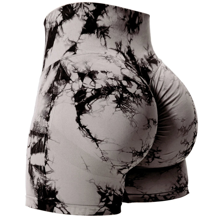 2PCS Tie Dye Butt Lifting Sexy Gym Shorts Woman Skinny Stretch High Waist Sport Shorts Casual Seamless