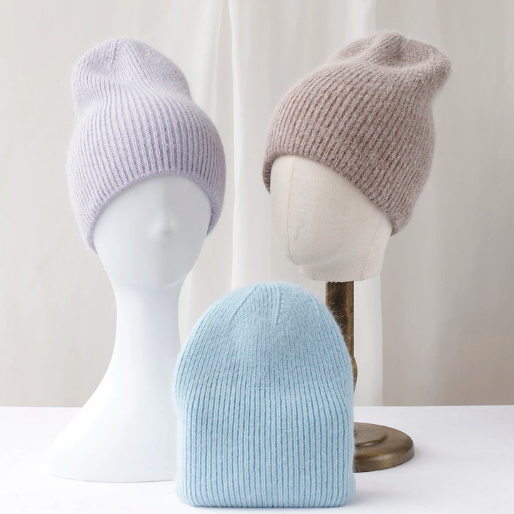 2024 color warm Thick and warm ski hat Rabbit hair knitted pullover cap Wool hats Men's hat Knitted Women Winter Hat Wholesale