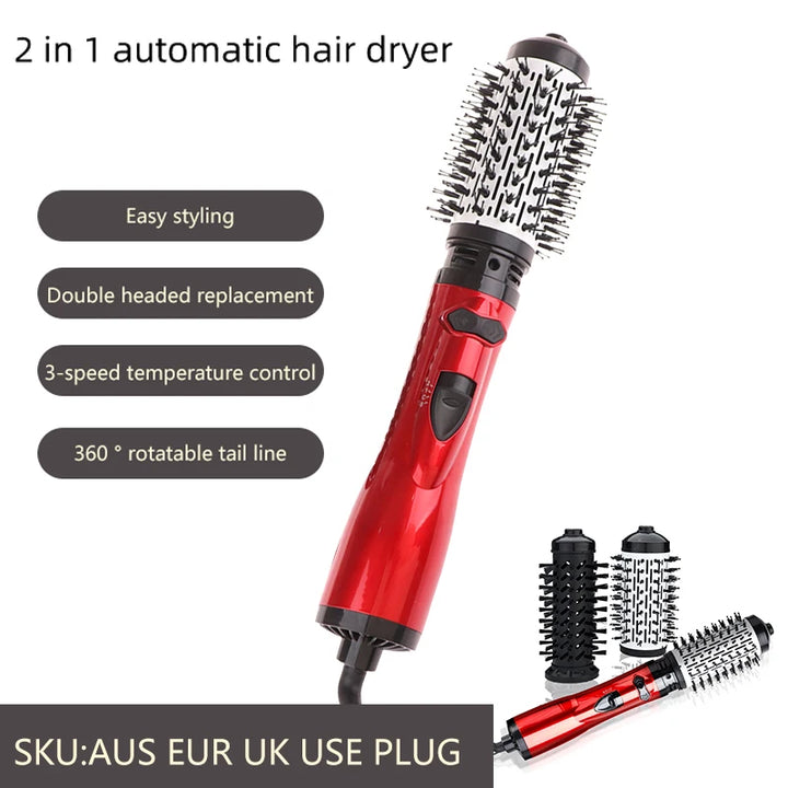 Hair Dryer Brush 3 In 1 Hot Air Spin Brush Curling Straightening Styling Auto-Rotating Ionic Round Blow Dryer Volumizer