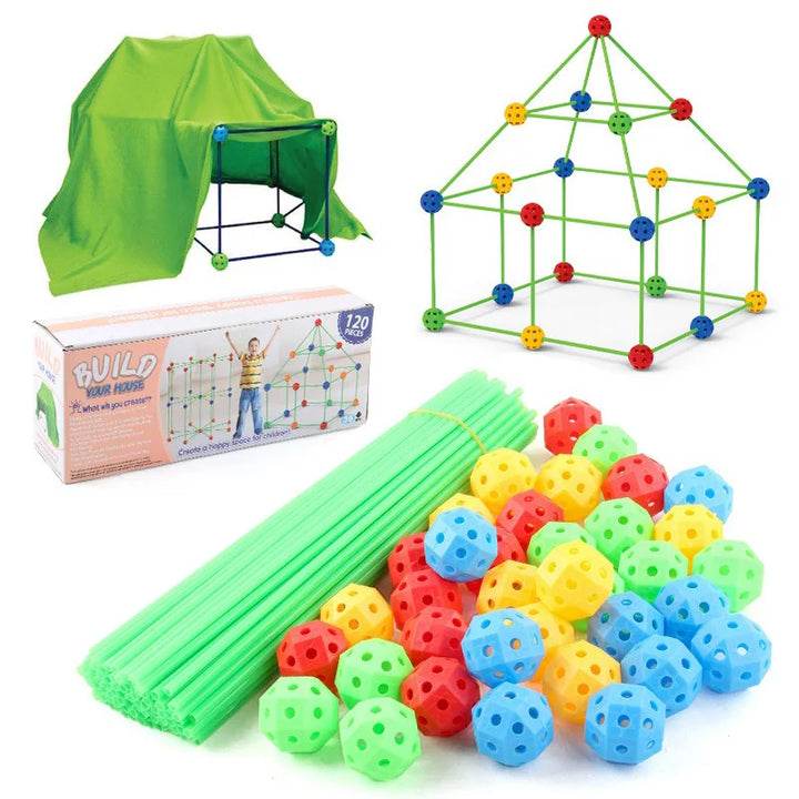 Children's Construction Toy Outdoor Toy Fort Building Kits Construction Creative Castles Tunnels Game Tent Toy for Girls Boys