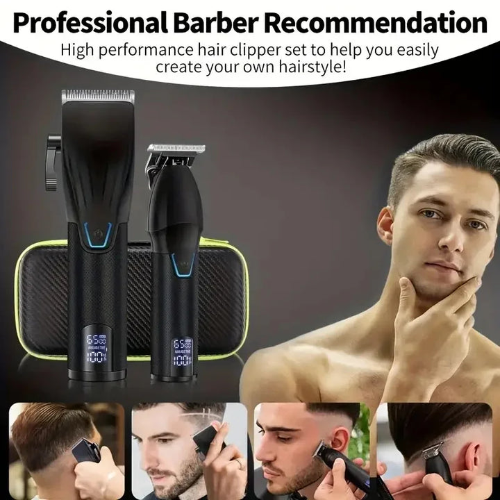 RUCHA Hair Clipper And Trimmer Set Barber Clippers Set For Men Professional Kit Beard Trimmer Haircut Kit Cordless Hair Cutting