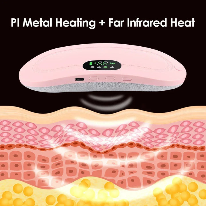 Electric Period Cramp Massager Vibrating Heating Pad Belt for Menstrual Colic Relief Pain Waist Abdominal Warm Palace Belt