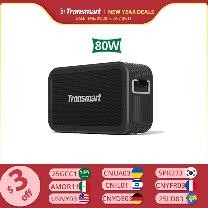 Tronsmart Force Max Speaker 80W Powerful Bluetooth Speaker with TWS, Bluetooth 5.0, Waterproof IPX6, Built-in Powerbank