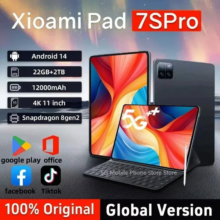 2025 New7S Pro Original Global Edition Tablet PC Pad  Snapdragon 8gen2 HD 4K  22GB + 2TB Android 14 5G Tablet with Dual SIM WIFI