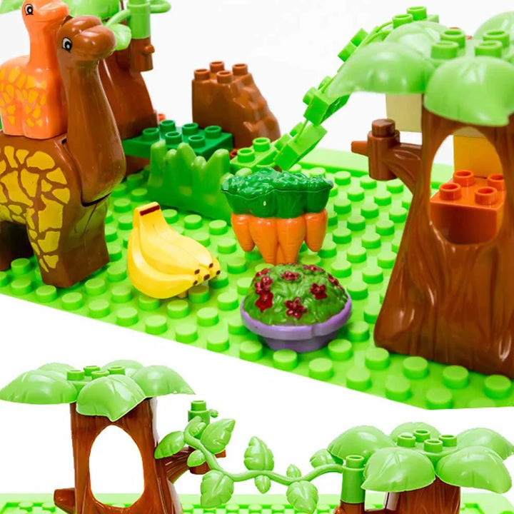 Boxed 43Pcs/lot Dino Valley Building Blocks Sets Large Particles Animal Dinosaur World Model Toys Bricks Compatible Duploed