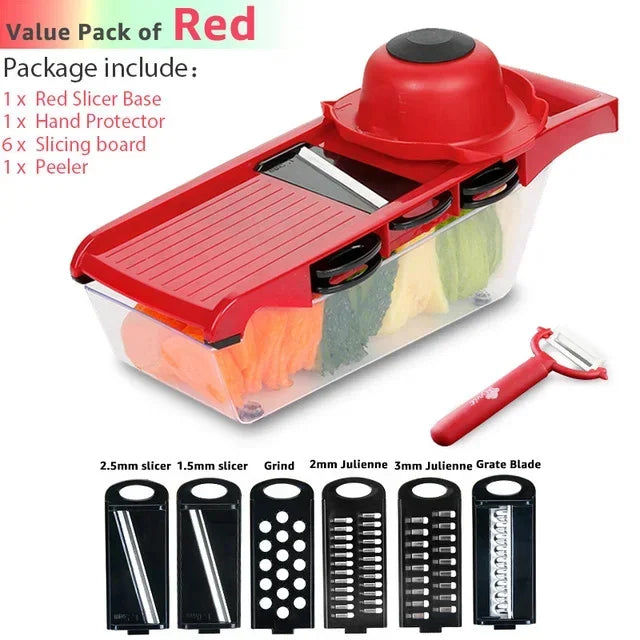 6 in 1 Vegetable Cutter Grater Slicer Shredder Multifunctional Peeler Carrot Fruit Kitchen Roller Gadget Chopper Food Processor